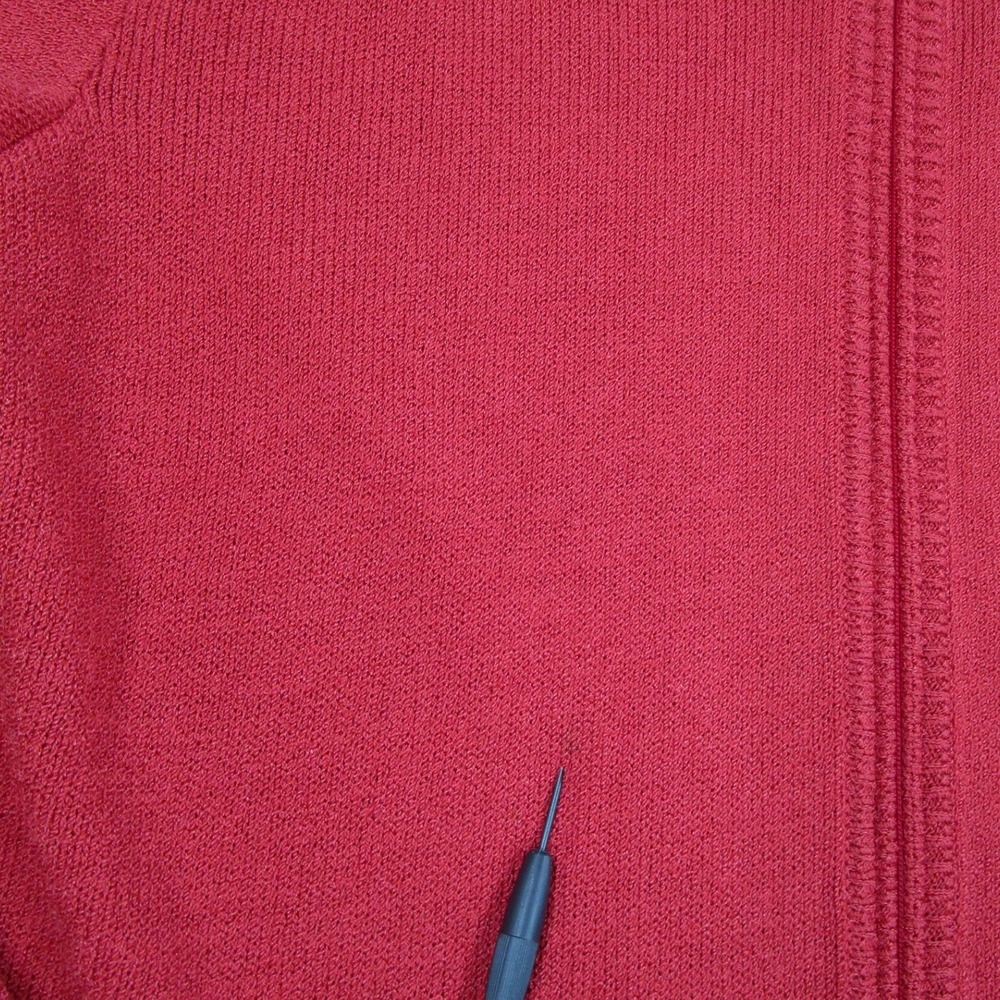 St John Sport Marie Gray Red Knit Zip Up Hoodie Gold Logo Zipper Pull Womens - Picture 6 of 12